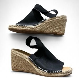 Adrienne Vittadini Black Espadrille Wedge Sandals